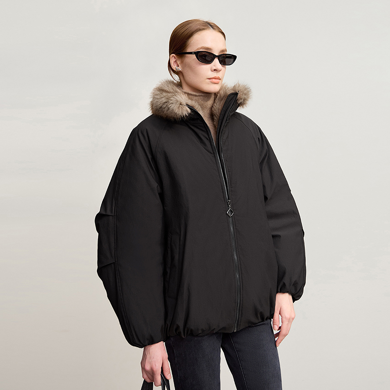 AMII женская куртка 2025, зимняя новая свободная куртка среднего и длинного мехового воротника с длинным рукавом на молнии, повседневная теплая парка, женская куртка 12544100