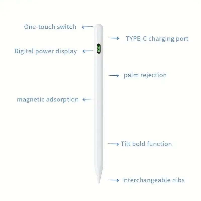 Stylus Pen for iPad 9th&10th Generation Active Pencil With Digital Power Display for Apple iPad Pro11&12.9 inch, iPad Air 3/4/5