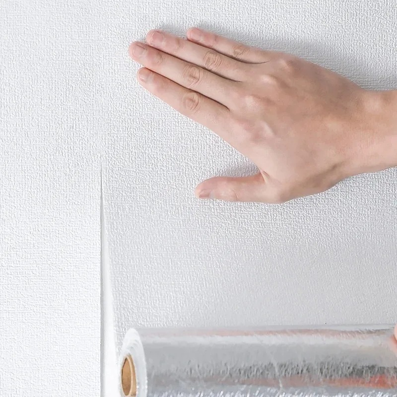 50cmX10m ผ้าลินิน 3D โฟม Self-กาว PVC สีทึบหนากันน้ําพื้นหลัง Art Wall Renovation วอลล์เปเปอร์สติ๊กเกอร์ติดผนัง