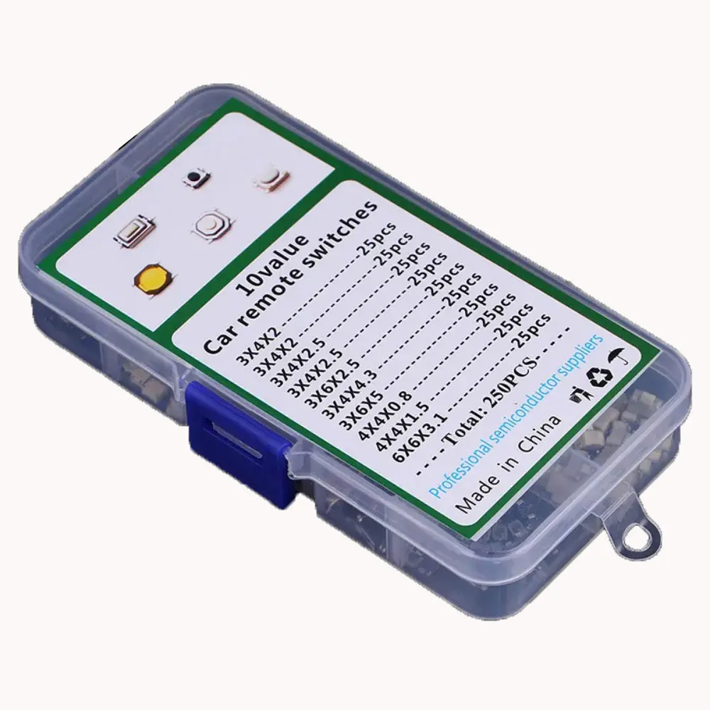 100/200/250 pçs 10 tipos durável carro controle remoto tablet actile botão interruptor chaves do carro botão toque microinterruptor com caixa