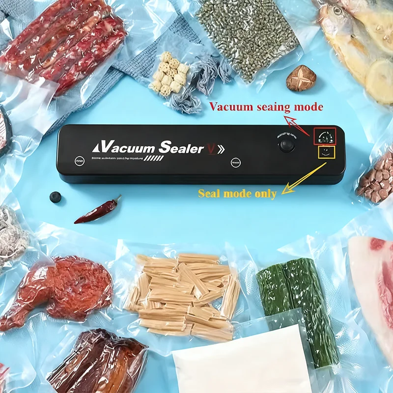 Máquina selladora al vacío eléctrica de alta calidad para alimentos, sellado de bolsas al vacío de carne fresca, frutas, aperitivos, productos de verduras de cocina