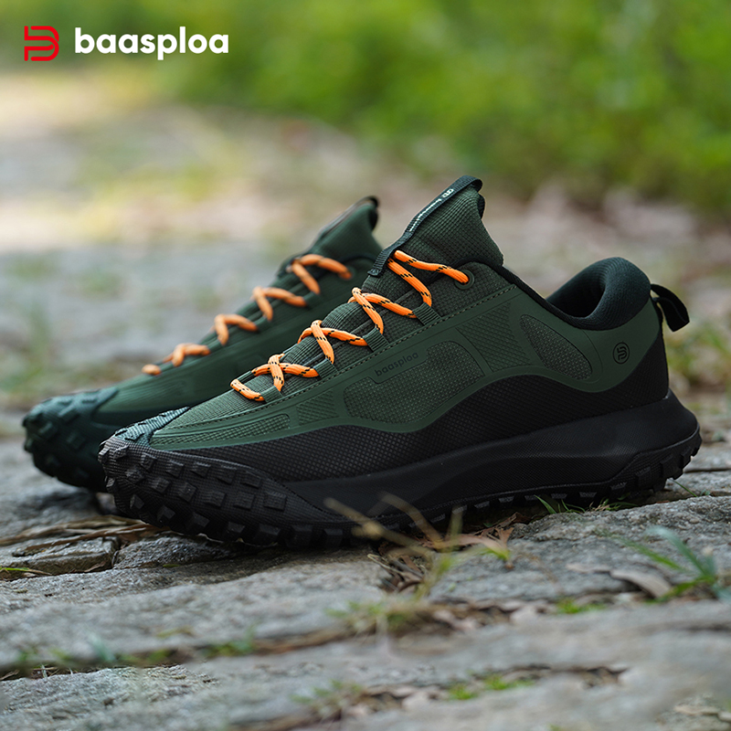 Baasploa Wanderschuhe Herren Outdoor Wasserdicht Camping Beständig Rutschfeste Turnschuhe Männlich Lässig Leichte Schnür-Wanderschuhe