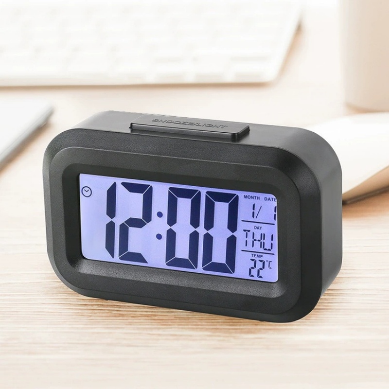 12/24h Led Digital Display Alarm Clock Home Bedside Battery Power Multifunction Snooze/Temperature Night Light Date Alarm Clock