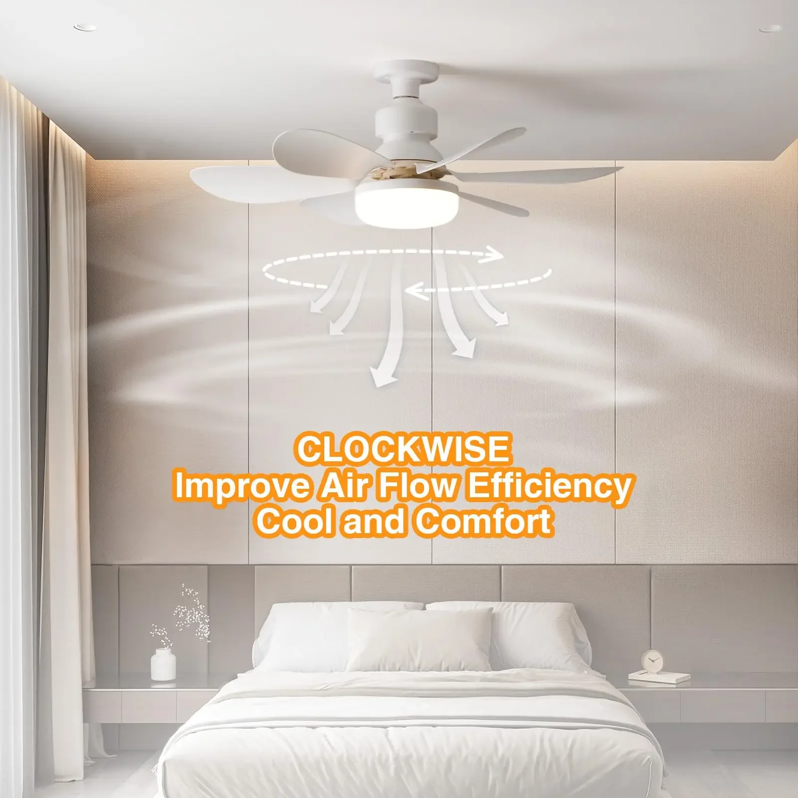 LED 30W Ceiling Fan Light E27 with Remote Control Dimmer for Living Room, Study Room and Home Use, Bulb Voltage 85-265V