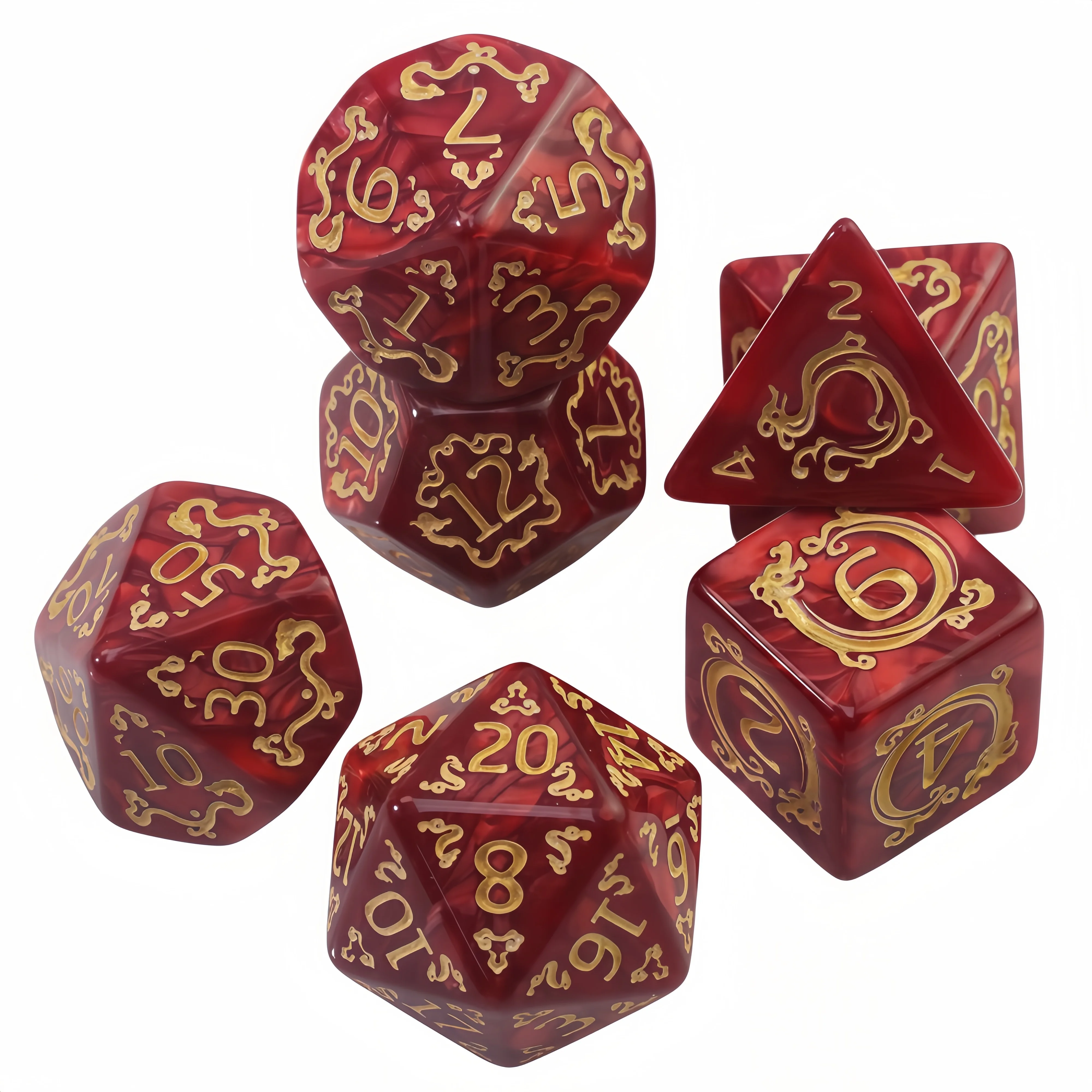 Conjunto de dados DND, 7 peças de dados poliédricos com efeito de mármore para jogo de dramatização D&D, acessórios de jogo de tabuleiro DND RPG para festa em clube