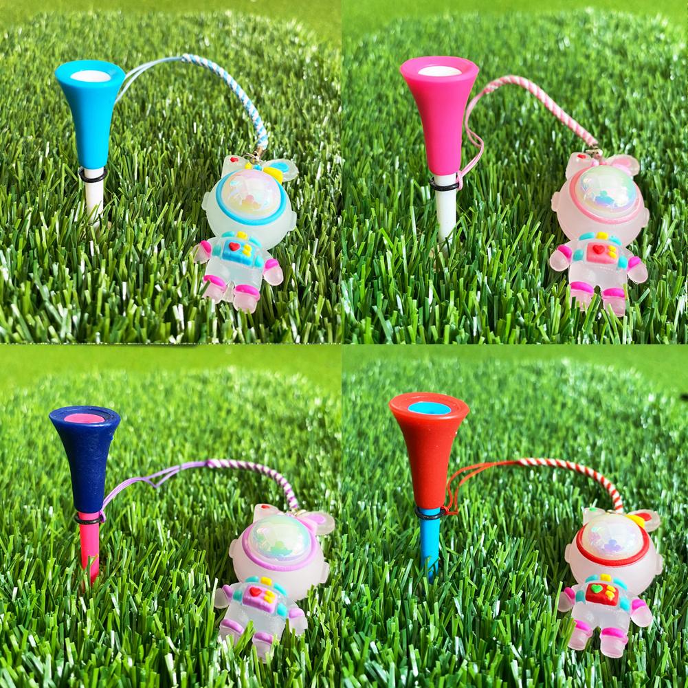 1Pc Golf Rubber Tees With Flashing Light Cartoon Cute Holder Loss Prevent Ball Outdoor Golf Rope Golf Accessory Braided Wit P9N7