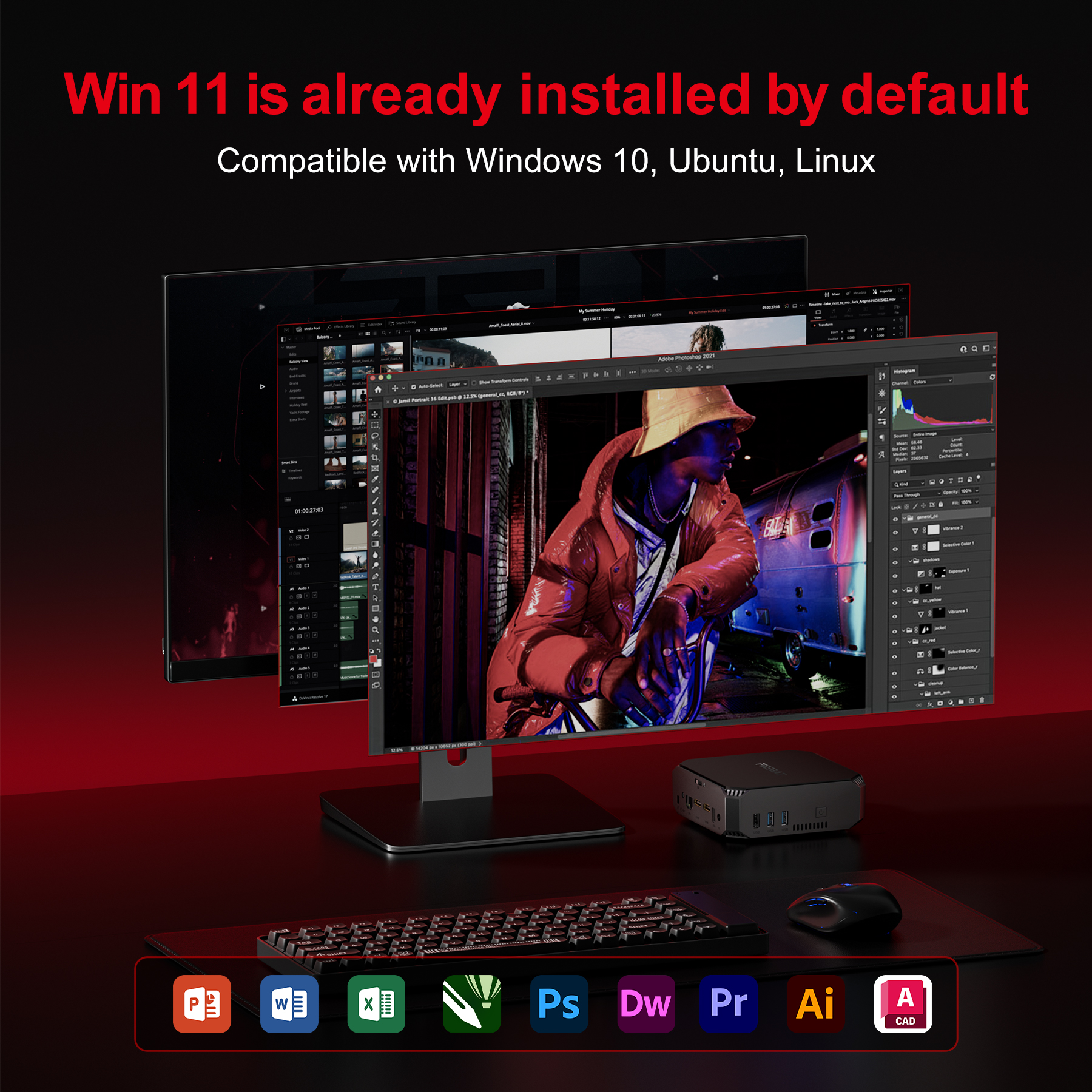 FIREBAT AK2 Mini PC Intel N150 CPU Computer Windows 11 Mini PC Gaming DDR4 16GB RAM 512GB SSD WIFI5 BT4.2 Desktop