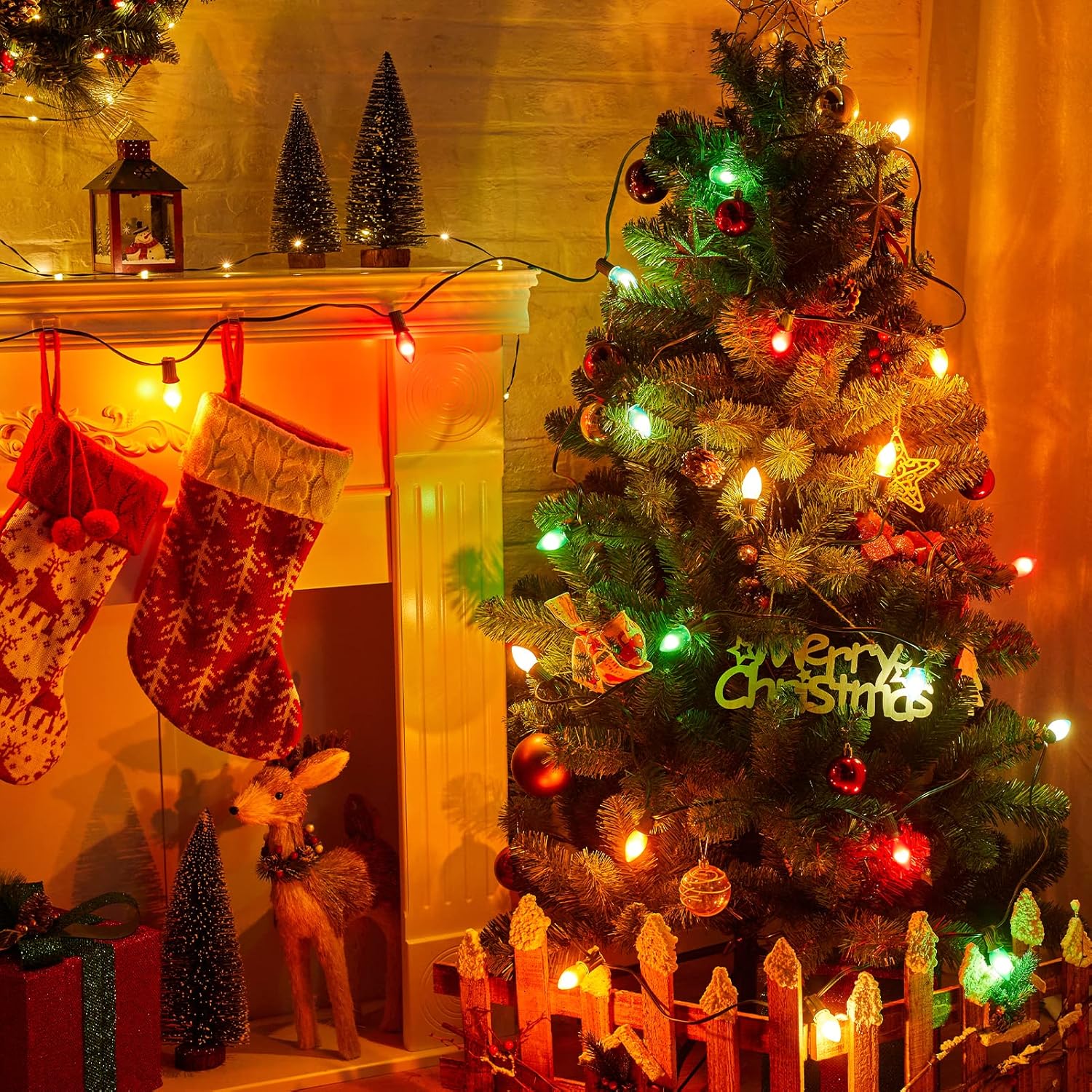 25PCS Bruchsichere C7 Party Glühbirnen 1W Mehrfarbige Kunststoff Kerze Lampe E12 Kandelaber Basis PC String Girlande Ersatz birne