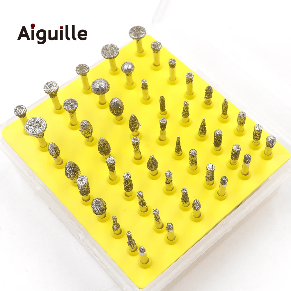 Aiguille 50pcs grit#80 Diamond Grinding Burr Diamond Grinding Point grinding trimming polishing points dremel Bits