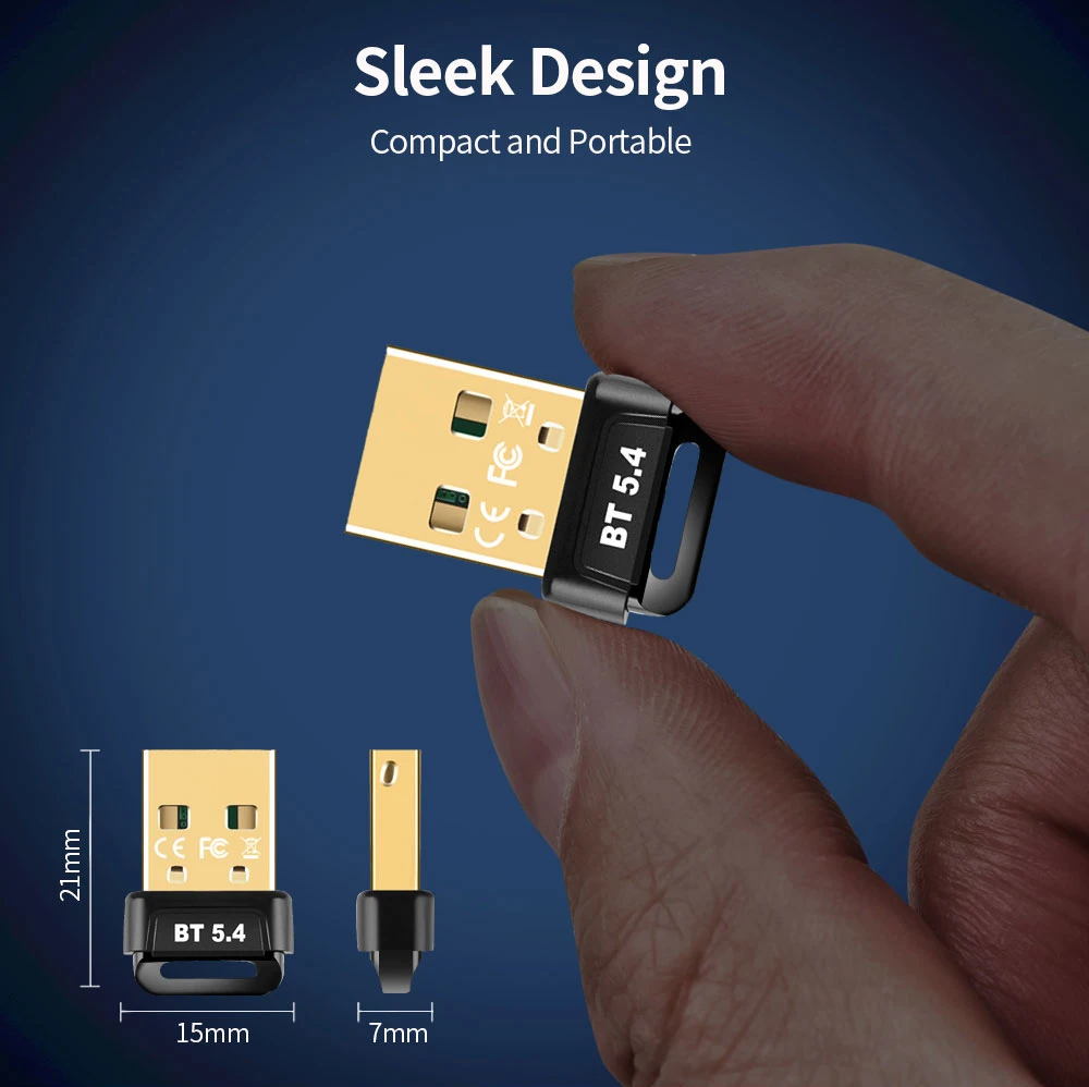 Адаптер Bluetooth 5.4 USB Bluetooth 5.3 Dongle Bluetooth-приемник и передатчик для Bluetooth-клавиатуры/мыши/наушников/динамика