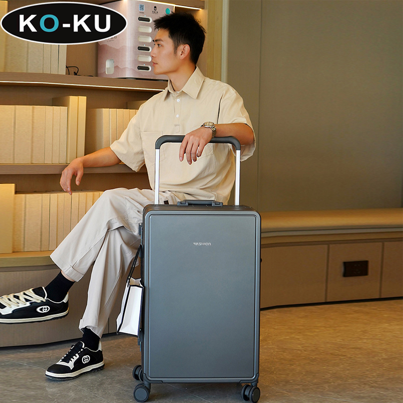 กระเป๋าเดินทางล้อลากกว้างมีโครงอลูมิเนียมน้ำหนักเบาพิเศษสำหรับผู้หญิงกระเป๋าเดินทางจุได้เยอะไร้เสียงกล่องรหัสผ่านล้อสากลสำหรับ KO-KU