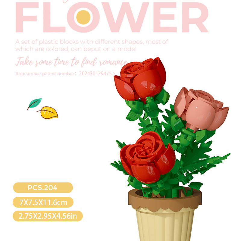 Bouwsteen Bloem Simulatie Boeket Kleine Deeltjesassemblage Puzzel Speelgoed Kinderen Handgemaakt Diy Potblad Ornament