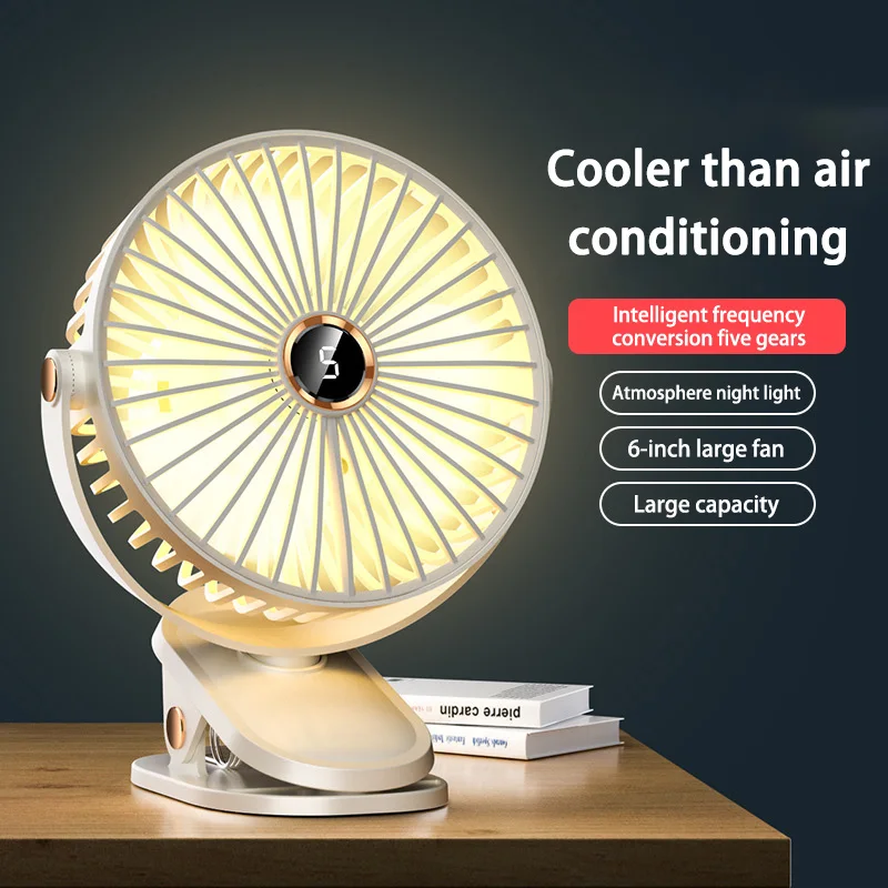 Xiaomi 8000mAh Clip-on Fan 5 Speed Quiet Rechargeable Desktop Portable Air Circulator Wireless Fan With LED Light Camping Home