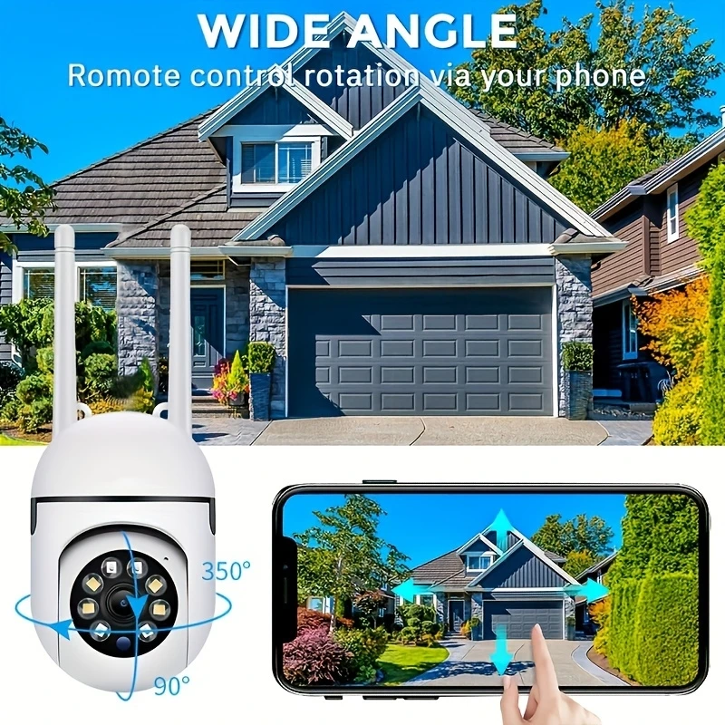 Ease Life APP Telecamera di sicurezza WiFi wireless 1080P HD per interni/esterni, visione notturna a colori, audio bidirezionale, 360 °   Nero Y108