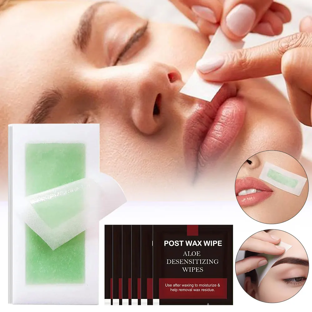 Tiras de cera depilatoria para depilación, papel encerado, tiras de cera fría, papel para cara, cuello, brazo, pierna, herramientas de belleza corporal, 10/44/66 Uds.