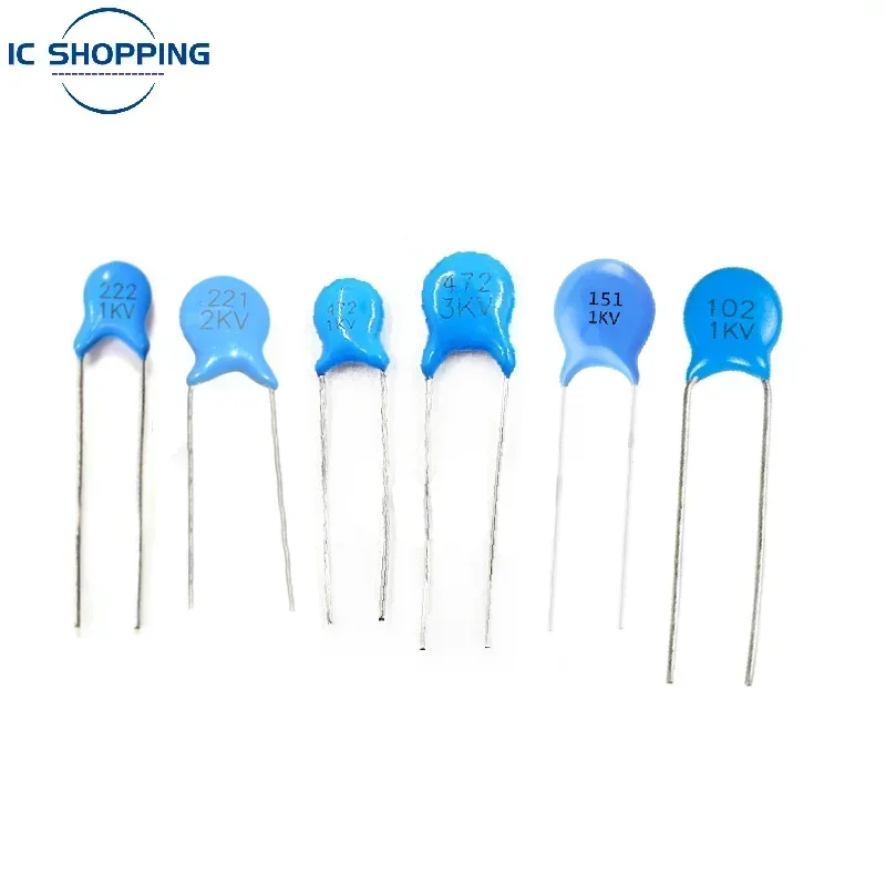Bộ 50 1000V Điện Áp Cao Gốm Tụ Điện 1KV 2KV 3KV 101K 151K 221K 331K 471K 561K 681K 821K 102M 152M 222M 332M 472M 103M