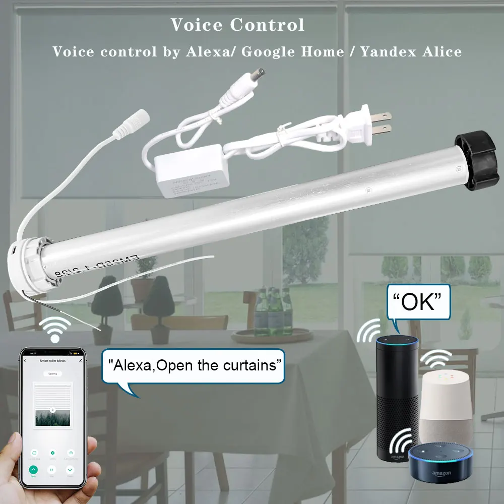 WiFi Mini Motorize Roller Blind มอเตอร์ 25 มม.Tuya Smartlife Ap ชัตเตอร์ Shade เครื่องยนต์ 38 Tubular Voice สมาร์ทควบคุม Home Automation