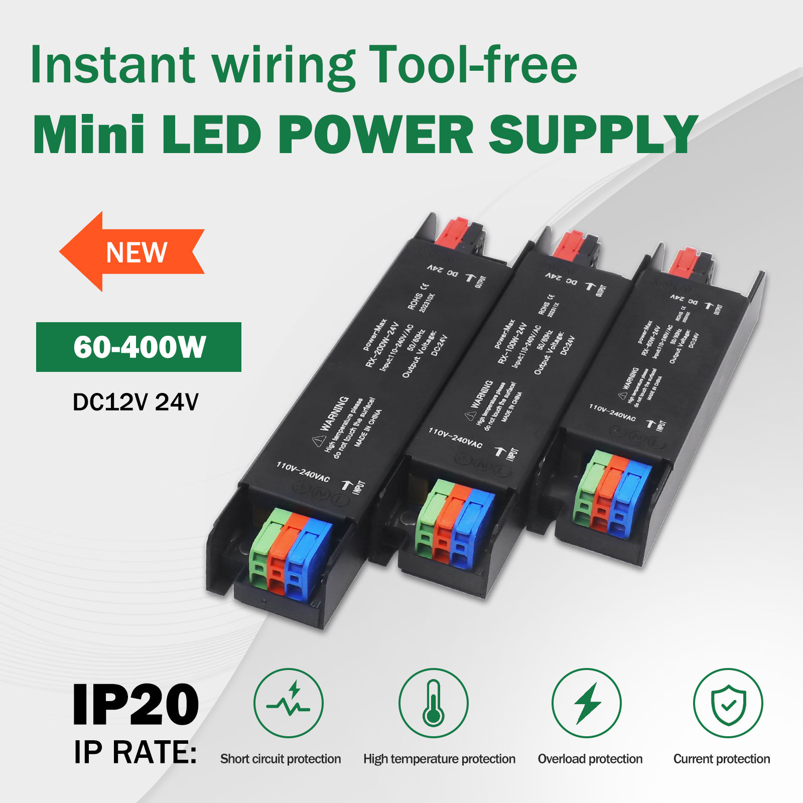 Ultradünne Beleuchtungstransformatoren AC110V 220V zu DC12V 24V Mute Beleuchtungstransformator LED-Konverter 60W 100W 200W 300W 400W