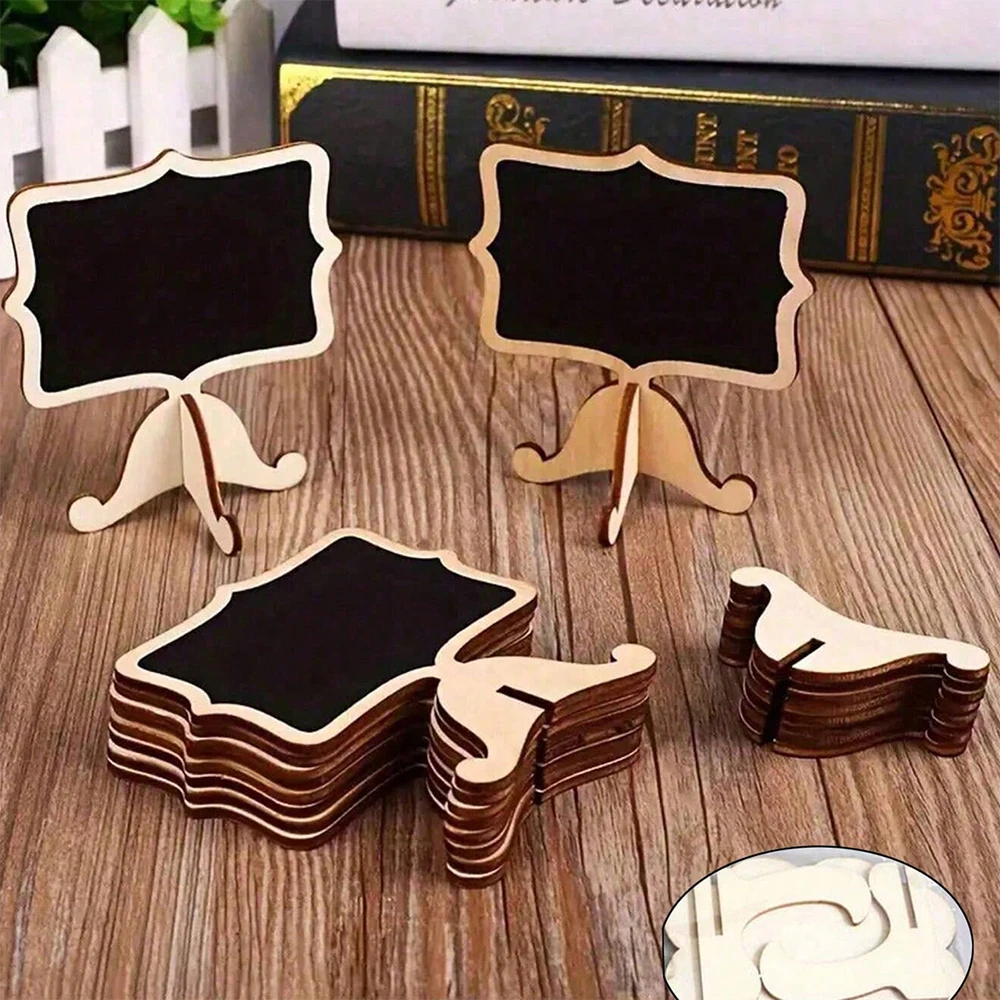 10 Uds. Etiquetas de pizarra con caballete, Mini carteles de pizarra, pizarras de madera para bodas, mensajes de cumpleaños