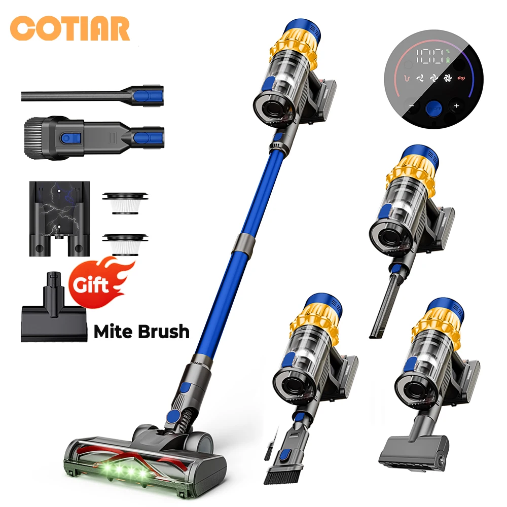 COTIAR-aspiradora inalámbrica V22 55KPa 650W, portátil, con potencia de succión, pantalla LED, limpieza profunda del hogar, uso en múltiples escenarios