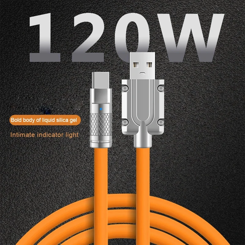 3PCS 120W 초고속 충전 타입-C 액상 실리콘 케이블 고속 충전 USB C 라인 샤오미 화웨이 삼성 USB 휴대폰 데이터 케이블