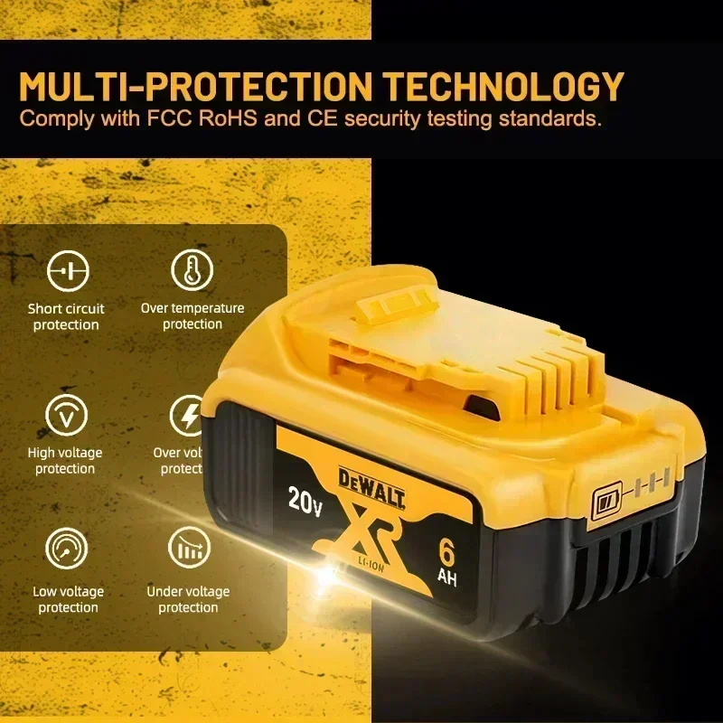 DEWALT original battery, 20V, 6AH, rechargeable lithium-ion battery, DEWALT，DCB115，DCB69 DCB118， Fast charging, tool battery 20V