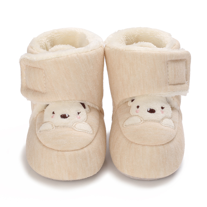Nette Bär Baby Schuhe Cartoon Weiche Sohlen Schnee Stiefel für Kleinkinder Jungen Mädchen Herbst Winter Warm Verdicken Plüsch Kinder Erste Wanderer 0-18M