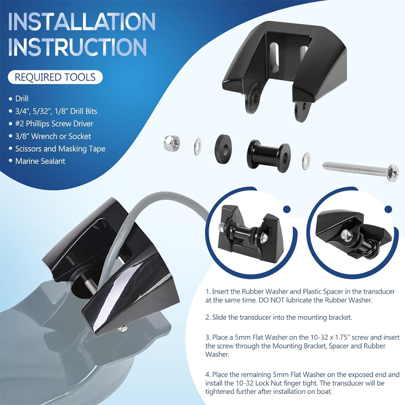 デュアル周波数トランスデューサー取り付けキット,トランスフォームブラケット,Garmin xdcr K00-0000118-01, 200 khz,50 khz,f/010-10272-0の代替品