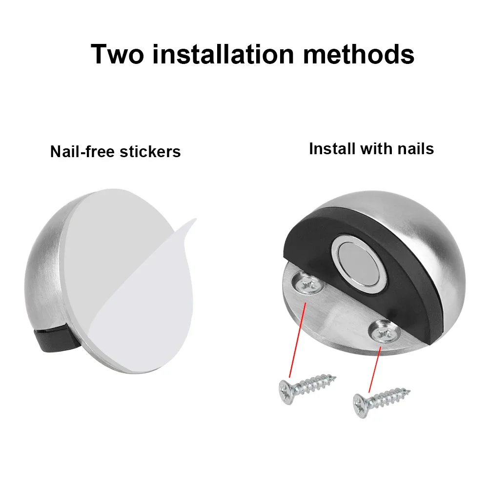 Tope de puerta magnético de acero inoxidable, Tope de puerta oculto resistente, soporte de puerta de montaje en pared, herrajes para muebles de mejoras para el hogar