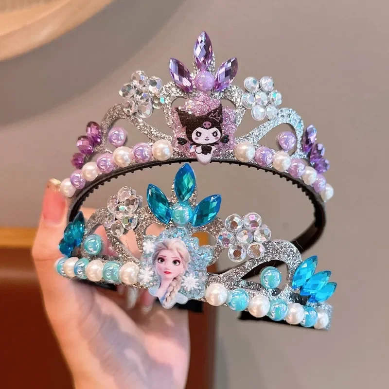 Kawaii аниме «Холодное сердце» Sanrio, детское платье с короной, аксессуары для девочек, головной убор принцессы Эльзы, ювелирные изделия, украшение для вечеринки, подарок