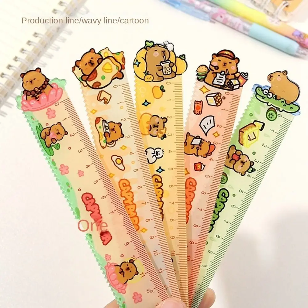 ไม้บรรทัดคาปาวาการ์ตูนน่ารัก15ซม. ไม้บรรทัดตรงเครื่องมือวาดเส้นหยักเครื่องเขียนโรงเรียนอุปกรณ์สำนักงาน