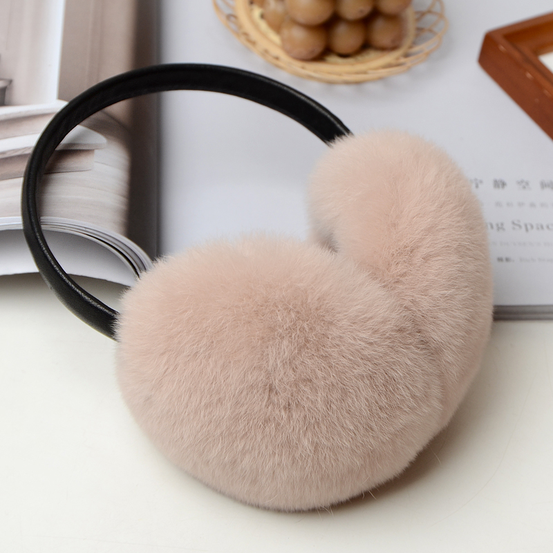 Orejeras de piel de conejo Rex para mujer, orejeras cálidas para otoño e invierno y envolturas para los oídos, cubierta para las orejas de piel Simple y genuina, calidez para las orejas