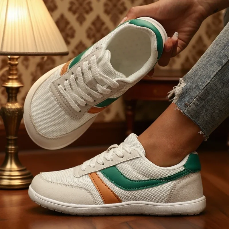 Damen-Turnschuhe, Barfuß, lässig, weit, letzt, modisch, Canvas, flacher Board-Schuh, 2025, neue breite Zehen, atmungsaktive Mesh-Laufschuhe