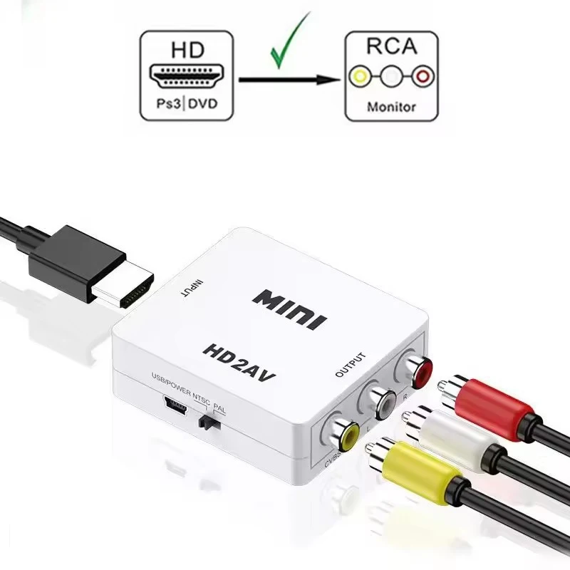 Adattatore AV 1080P compatibile HDMI a RCA Convertitore scaler AV composita video CVSB LR compatibile con HDMI per PC TV Xbox PS3