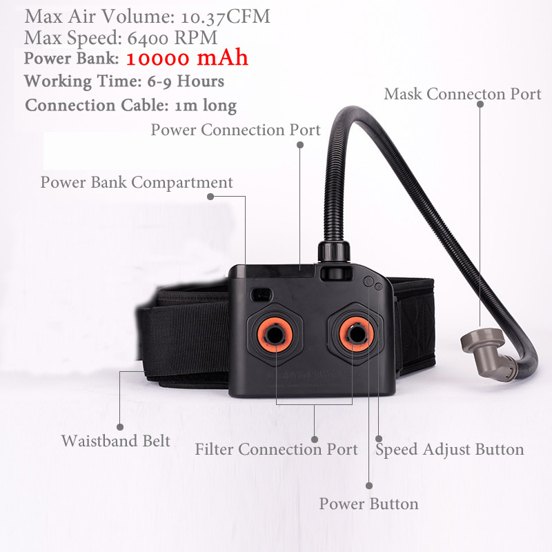 Respirador químico purificador de aire eléctrico, máscara de Gas para polvo de cara completa 6800, filtros duales, seguridad en el trabajo para pulverización Industrial