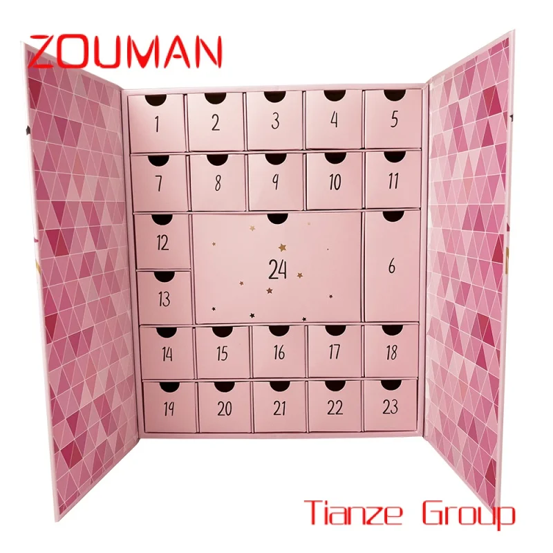 Custom , Countdown Advent Calendar Beauty Packaging Box Make Up Advent Calendars 24 Days Advent Calendar Gift Box For Cosmetic