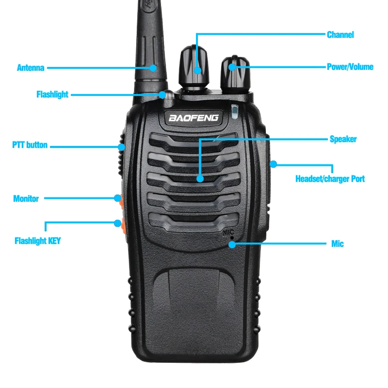 2Pcs BF888s Baofeng Walkie Talkie Long Range Transceiver BF-888S Portable Two Way Radio  BF 888S Amateur  Receiver Transmitter