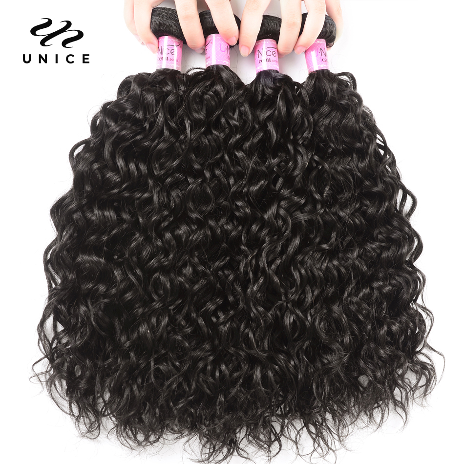ユニスヘア 1/3/4 バンドル水波ペルーの髪織りバンドル波状ヘアエクステンション 100% レミー人毛水波