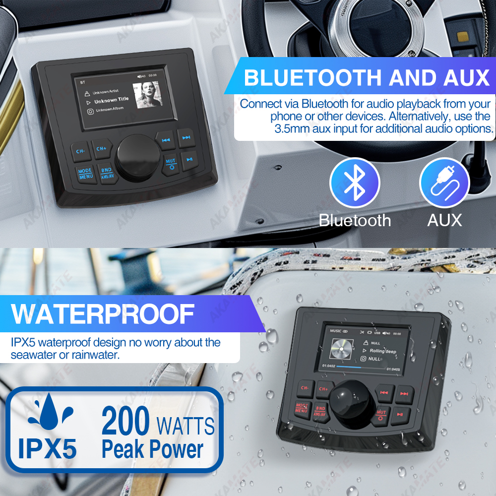 マリンラジオ MP5 ボートラジオステレオ 3 インチディスプレイメディアビデオプレーヤー防水 Bluetooth AUX AM FM RDS ATV UTV SPA RZR 用