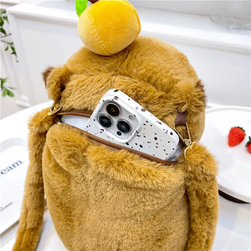 Leuke zachte pluche capibara rugzak meisje modieuze crossbody tas voor vrouwen Kawaii schoudertas voor kinderen cadeaus voor vriendin