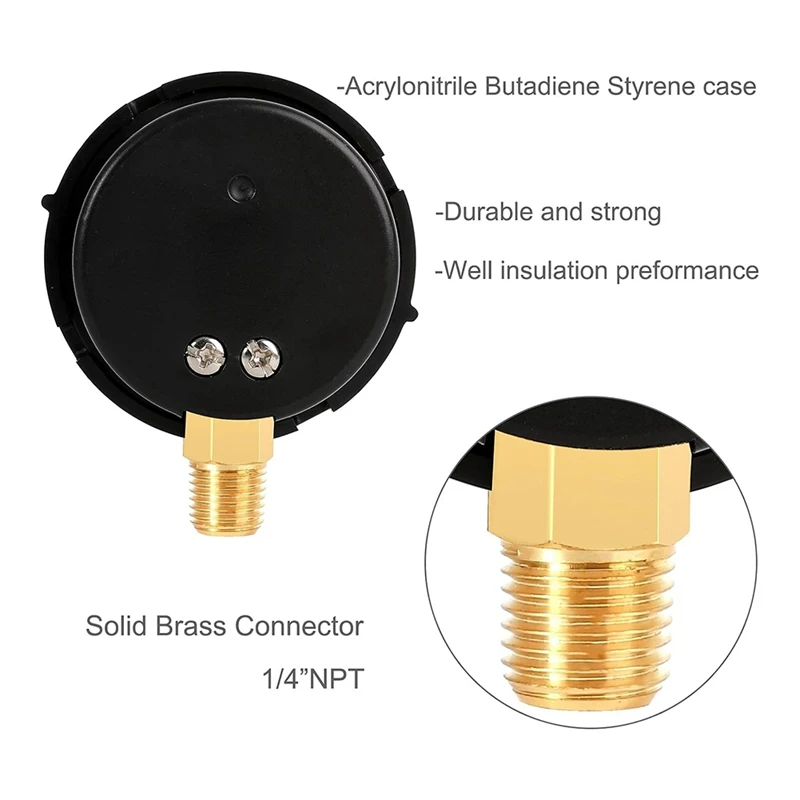 A32R-190058 Pressure Gauge 0-60 PSI,Start And Clean Filter Water Pressure Gauge With 1/4 Inch NPT Bottom Mount Swimming Pool