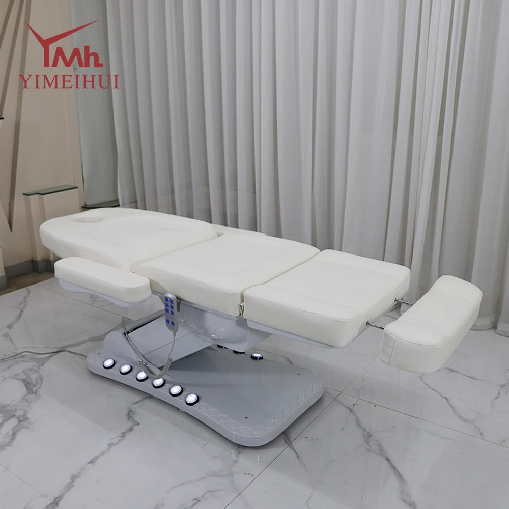 Comodo letto di bellezza multifunzione, regolabile, bianco, set di letti di bellezza per salone elettrico a 3 motori per la bellezza della clinica