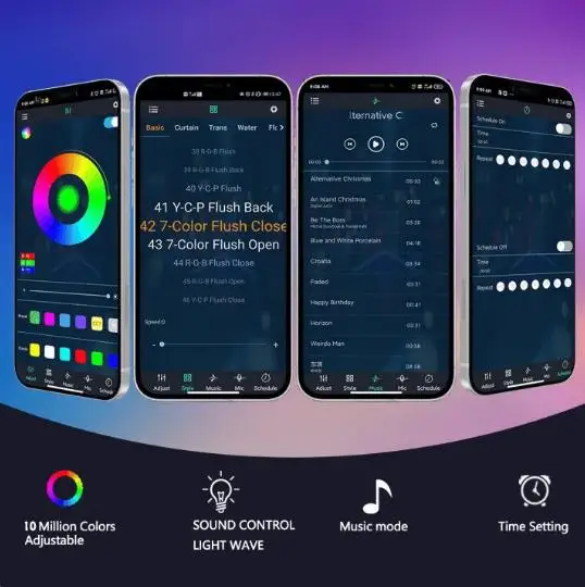 Luces de tira LED de fuegos artificiales, lámpara de fuegos artificiales de meteoros RGB, Control por aplicación Bluetooth para bodas, fiestas de Navidad, vacaciones, luces navideñas