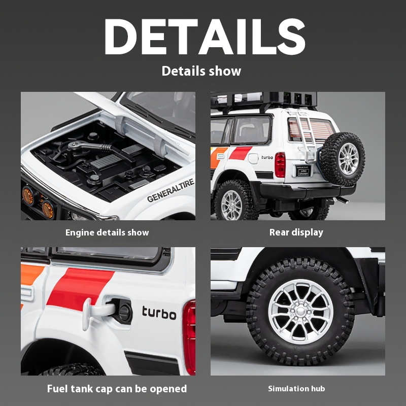 Escala 1:24 LC80 veículo off-road liga modelo de carro fundido brinquedo ornamento presente lembrança colecionável