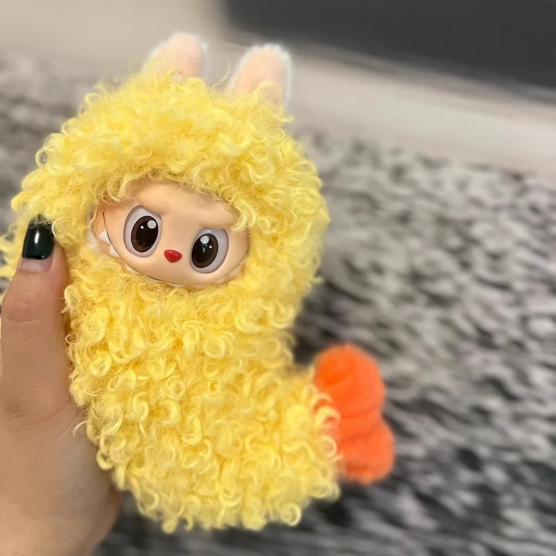 Roupas de moda para labubu 17cm, boneca de pelúcia engraçada, camarão frito, exibição diy para labubu, roupas de pé, acessórios de boneca