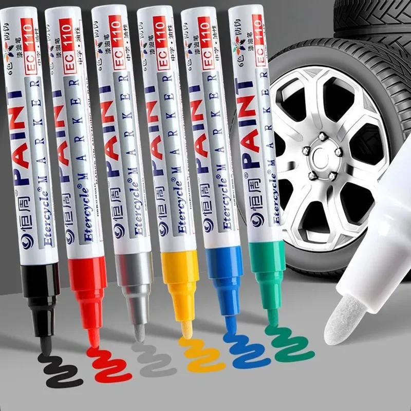 Bolígrafo de pintura permanente de colores, marcadores de neumáticos coloridos, marcadores de banda de rodadura de neumáticos de coche de goma, bolígrafos de secado rápido impermeables para rocas de Metal, 2 uds.