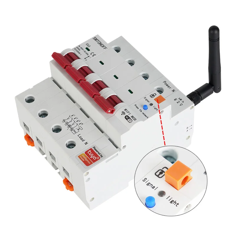 Tuya WiFi inteligente RS485 4P MCB disyuntor medidor prepago temporizador interruptor voltaje Protector de corriente Control de voz Alexa Google Alice