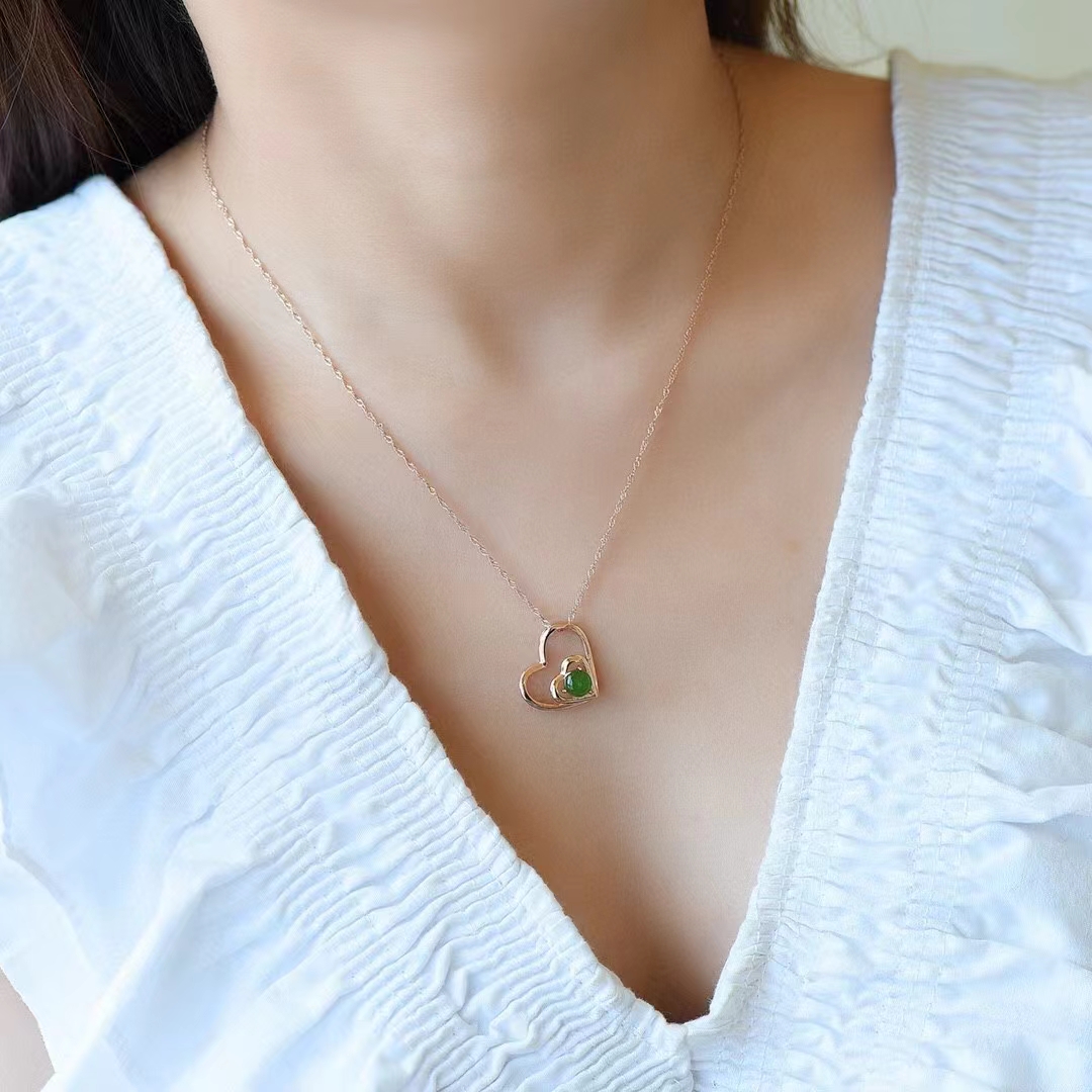 Colgante de Jade hetiano para mujer, amuleto de piedra Natural, cadena de clavícula, collar, joyería elegante, S925