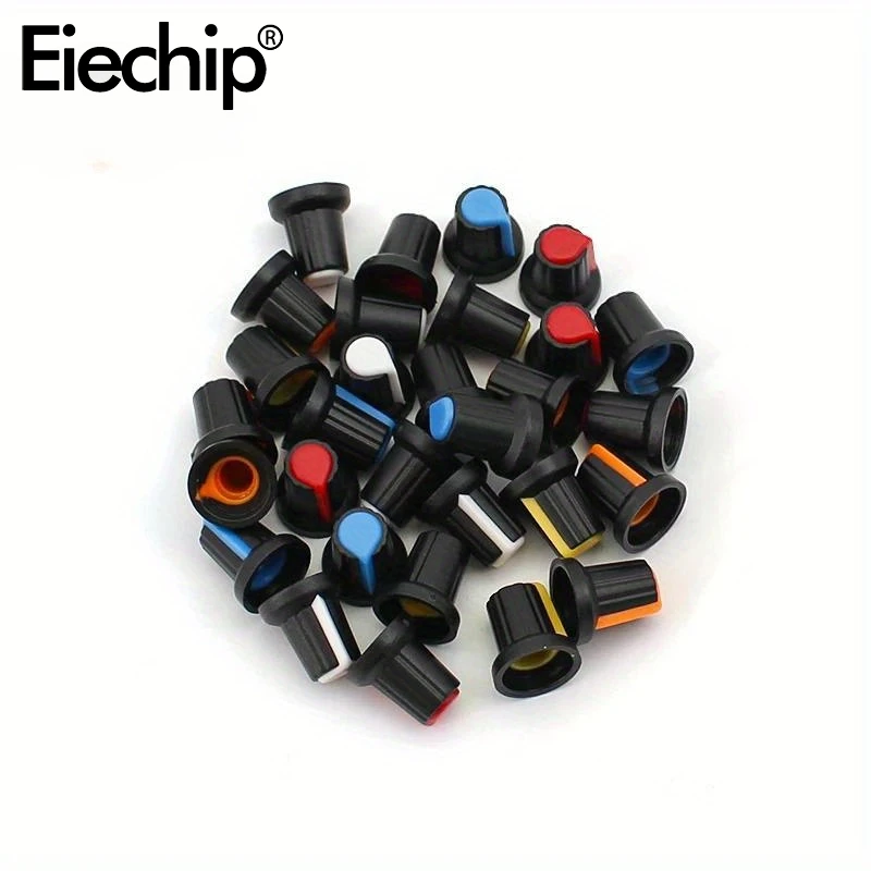 30 teile/los WH148 Potentiometer knöpfe 15X17mm 6mm Potentiometer Kunststoff Knöpfe Kappe 5 farben Gelb Orange blau Weiß Rot