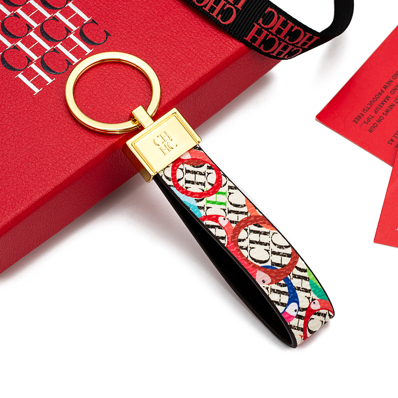 CH Fashion Keychain Simple and Exquisite Style Gift Jewellery Niche High-end Keychain Leather Keychain Unique Printing Design